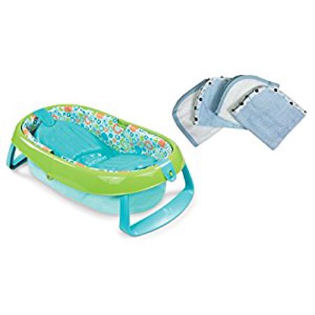 Summer Infant Easystore Comfort Tub With Organic Wash Cloths Blue