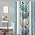 thumbnail image 3 of Fall Thanksgiving Shower Curtains for Bathroom Pumpkin Fabric Shower Curtain with Hooks, Teal White Eucalyptus Leaves Waterproof Polyester Shower Curtain Set, 72"x84" Boho Bathroom Curtains Decoration, 3 of 6