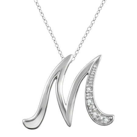 initial accent sterling pendant letter necklace diamond silver