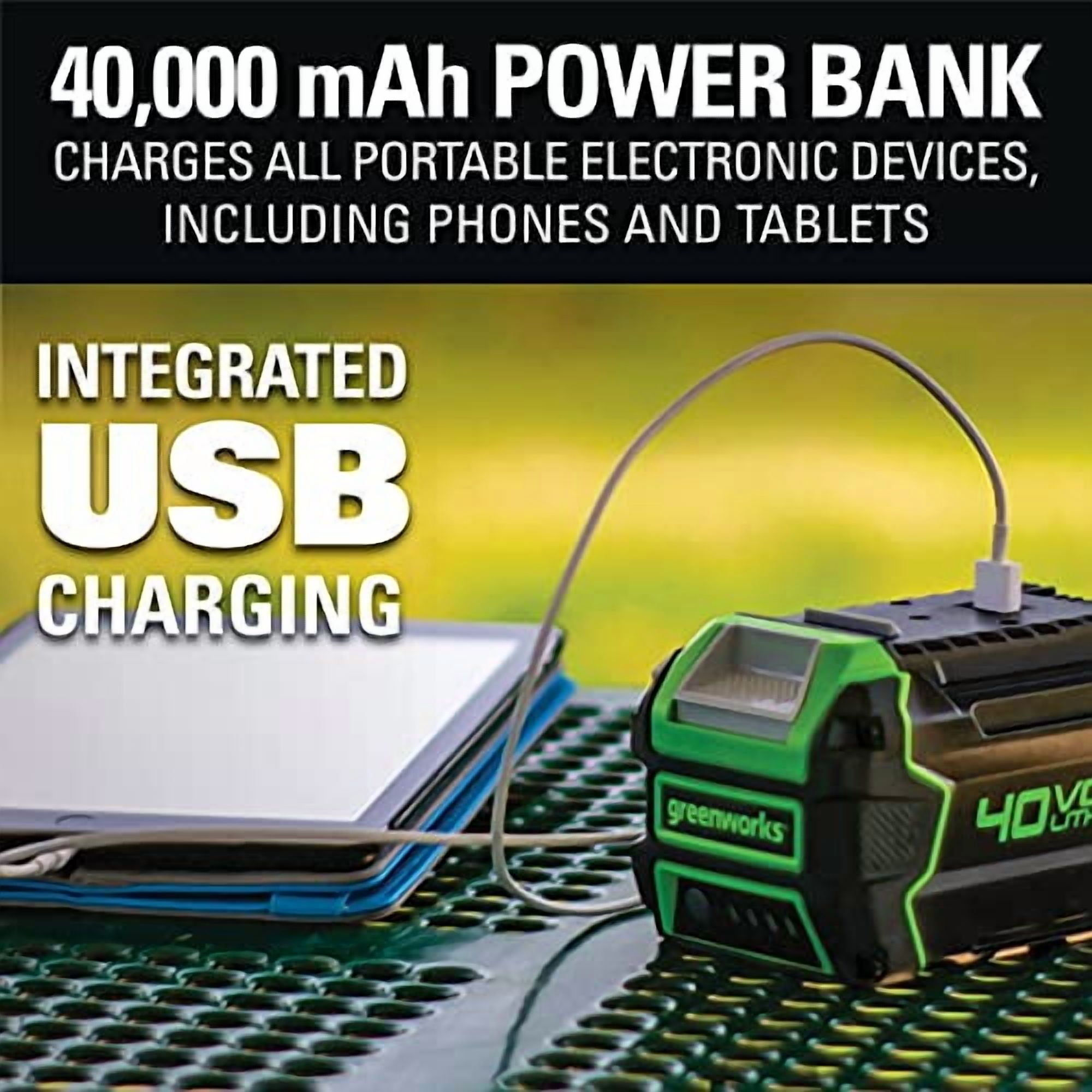 Greenworks 40V 21" Brushless Self-Propelled Lawn Mower, 2 x 4Ah USB (Power Bank) Batteries and Charger Included MO40L4413