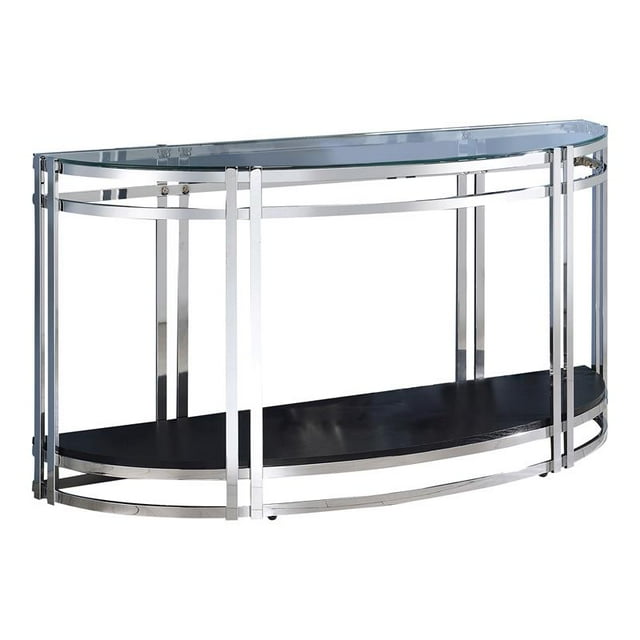 Furniture of America Newsel Contemporary Glass Top Console Table in Chrome
