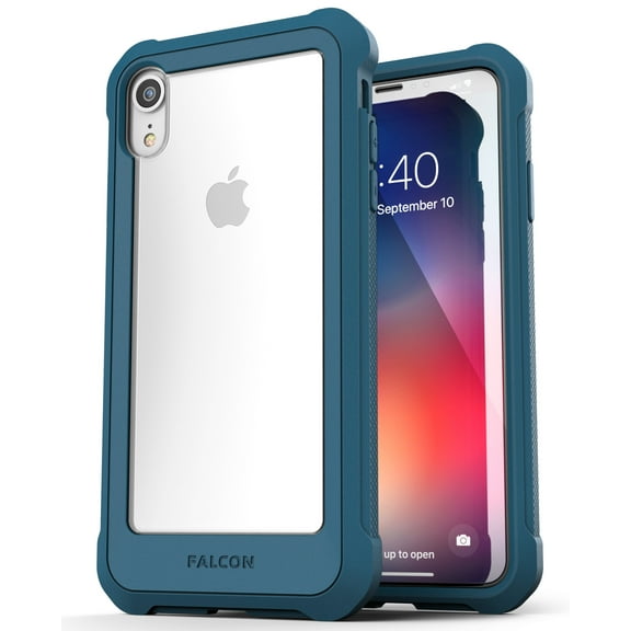 iPhone XR Clear Protective Case, Full Body Transparent Cover (Falcon) Teal