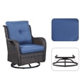 thumbnail image 4 of POCASSY 3 Piece Patio Set Outdoor Wicker Glider Rocking and Swivel Chairs with Side Table and Cushions - Patio Wicker Bistro Furniture Set, Brown Rattan & Blue Cushion, 4 of 9