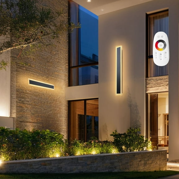 VEVOR Outdoor Wall Lights, 2 Pack,23.6 Inch Long Strip Modern Exterior Wall Sconce Light Fixtures, 2700K-6000K, IP65 Waterproof Anti-Rust, Dimmable Outside Wall Mount Lighting, for House Porch Garage