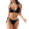thumbnail image 2 of Swimming Suits for Women, Womens Bathing Suits, Bathing Suit for Women 2 Piece, Women Halter Bikini Set - Two Piece Triangle Swimsuit Tie Bathing Suit 2026 Cute Swimwear, Black L, 2 of 6