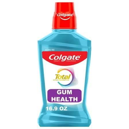 Colgate Total Gum Health Alcohol Free Mouthwash, Non Burning Mouthwash for Bad Breath, Helps Prevent Gum Problems, Gingivitis, and Plaque, No-Alcohol Mouthwash, Clean Mint, 500 mL