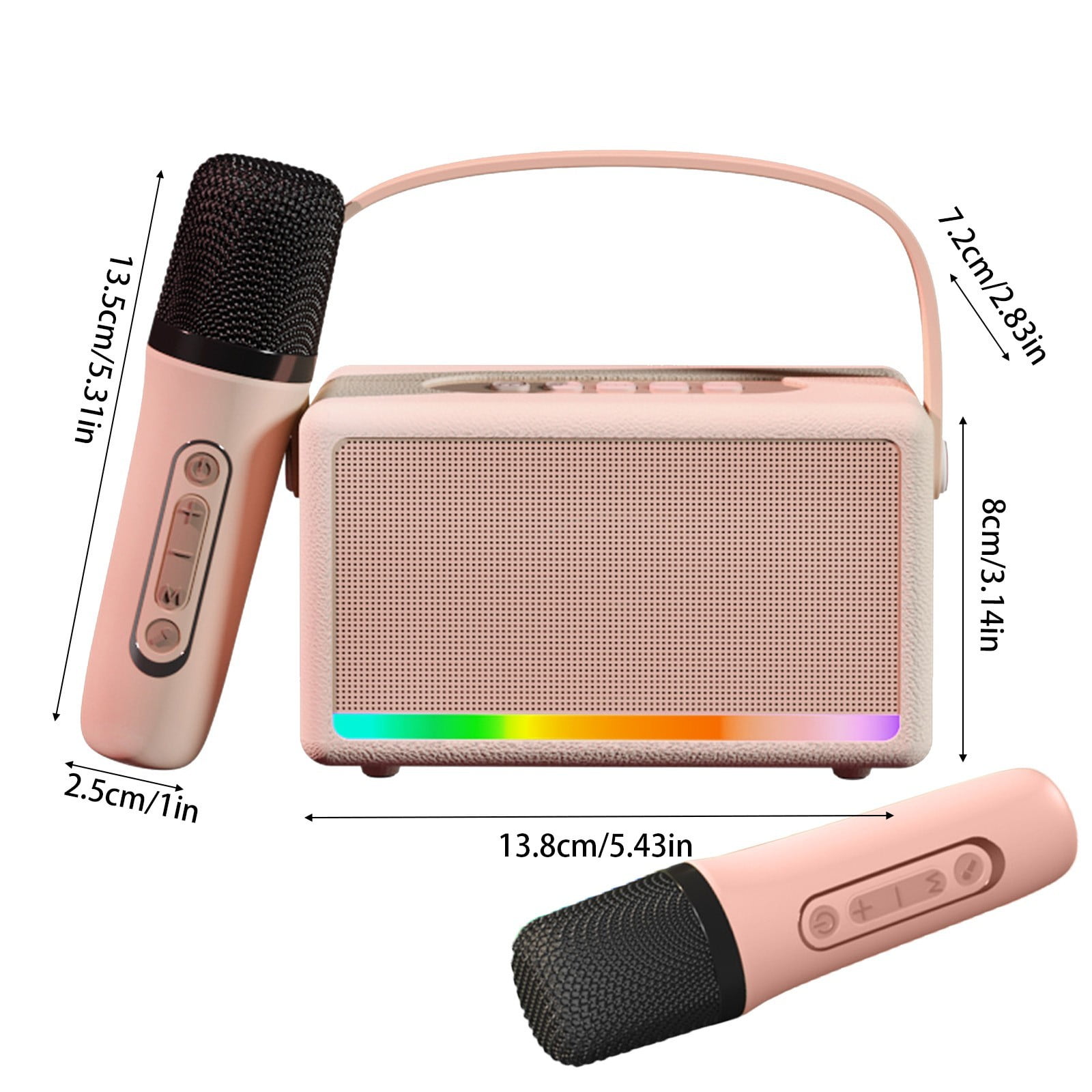 Byujiro Mini Karaoke Machine with 2 Wireless Microphones, Portable Outdoor Karaoke Speaker Mini Wireless Microphone Home Sing Microphone Integrated Machine Bluetooth Speaker with Two Microphones