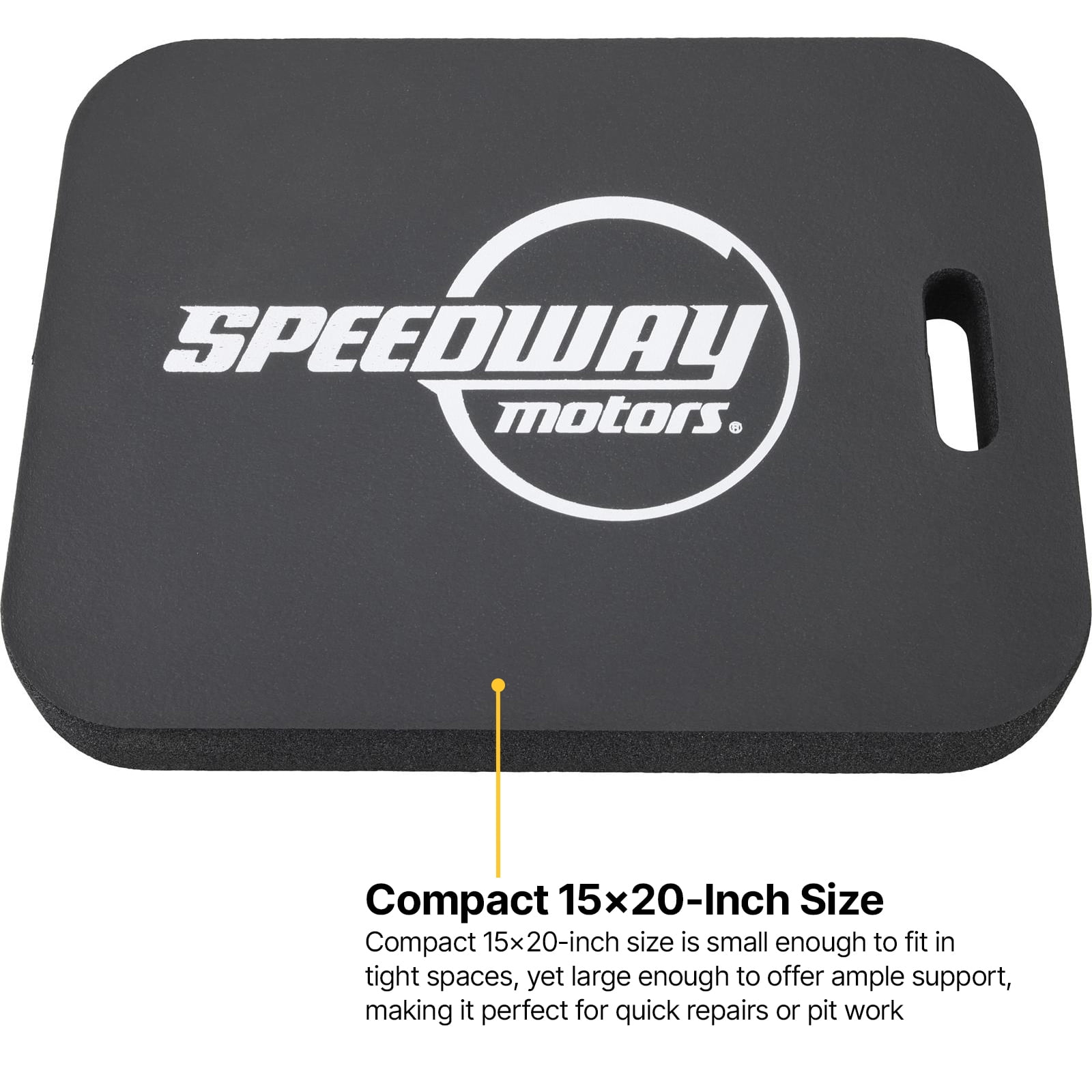 Speedway Motors Foam Work Mat Kneeling Pad for Automotive Repair, 20 x 15 x 2 Inch Thick Shop and Racing Pit Mat with Carry Handle, Comfortable Ground Protection for Garage or Track Use