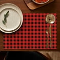 thumbnail image 5 of Red Black Plaid Checkered Pattern Summer Placemats Table Placemats Set Of 4-Linen Kitchen Washable Placemats Table Mats 11.8"x17.7" Non-Slip Heat Resistant, 5 of 6
