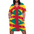 thumbnail image 1 of Vestido holgado de manga larga con bolsillo y bandera de Granada para mujer, 1 of 6