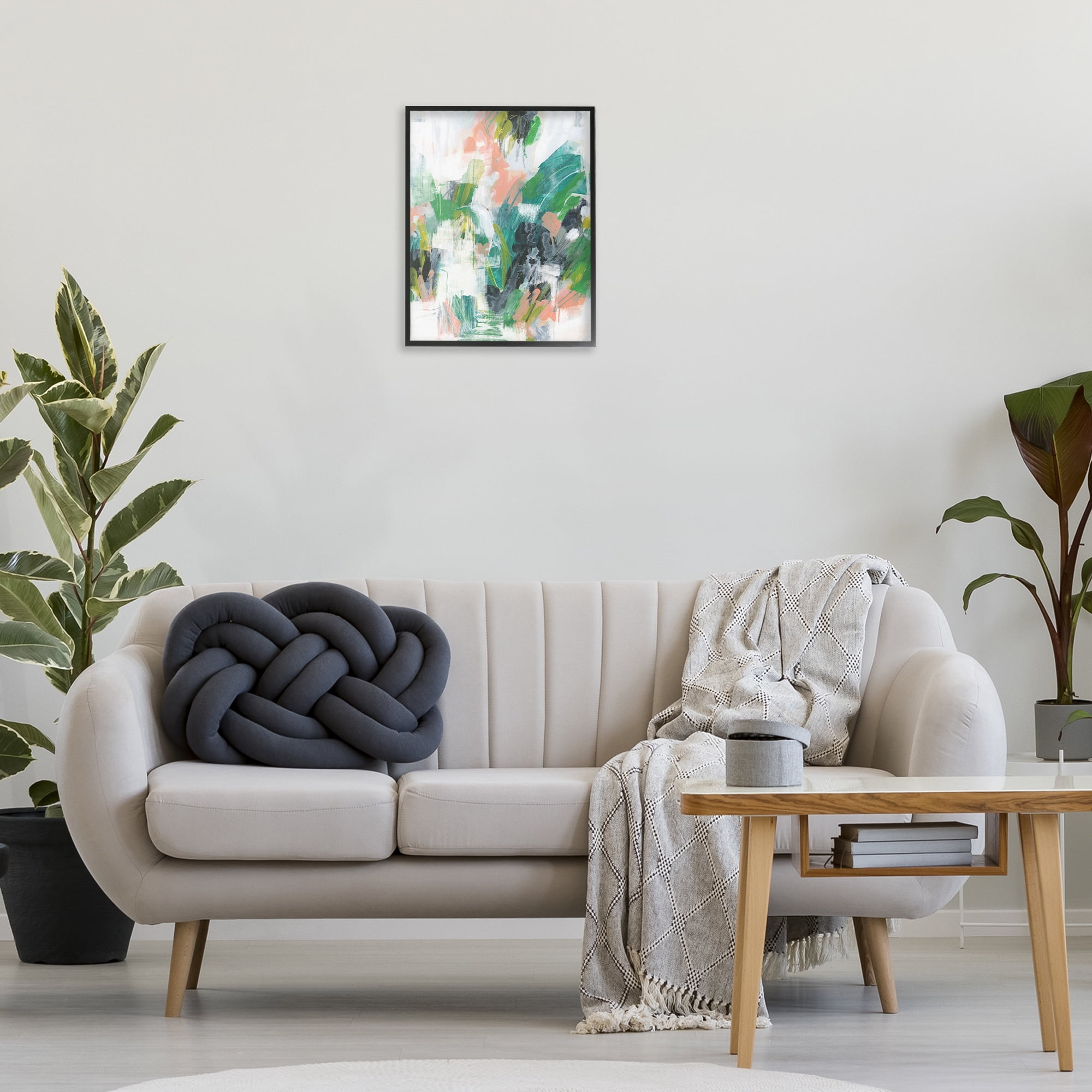 Stupell Industries Chaotic Green Paint Strokes Abstract Painting Black Framed Art Print Wall Art, 16 x 20