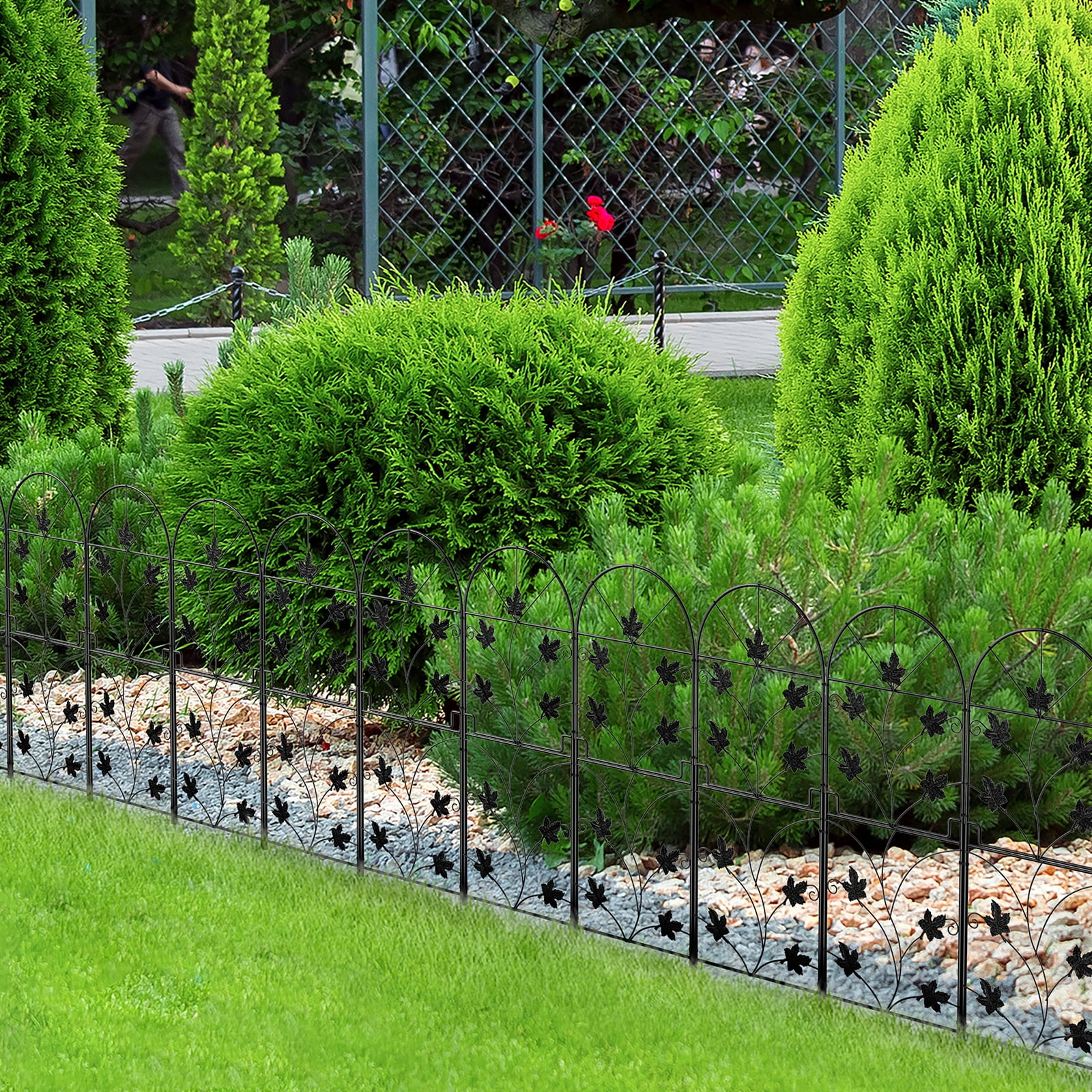 10PCS Decorative Garden Fence, 38.77" (H) x 10.5FT (L) Animal Barrier Fence Arched Extra High