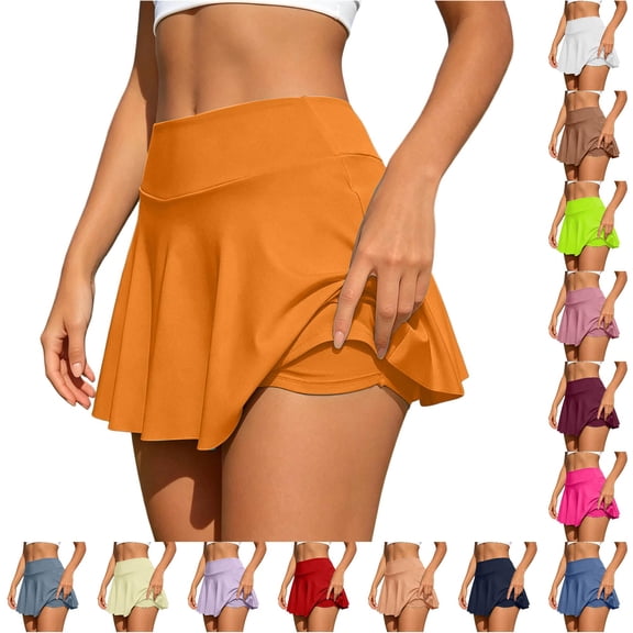 DHFJKG Womens Tennis Skirt With Pockets Athletic Skort High Waisted Stretchy Soft Golf Skirt For Workout Pickleball