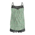 thumbnail image 4 of TrendVibe365 2PC Sexy Pajama Set for Women Pajama Sets Floral Spaghetti Strappy Cami and Shorts Spa Hotel Lightweight 2024 Spring Basic Sleepwear Pj Lounge Set Green M, 4 of 5