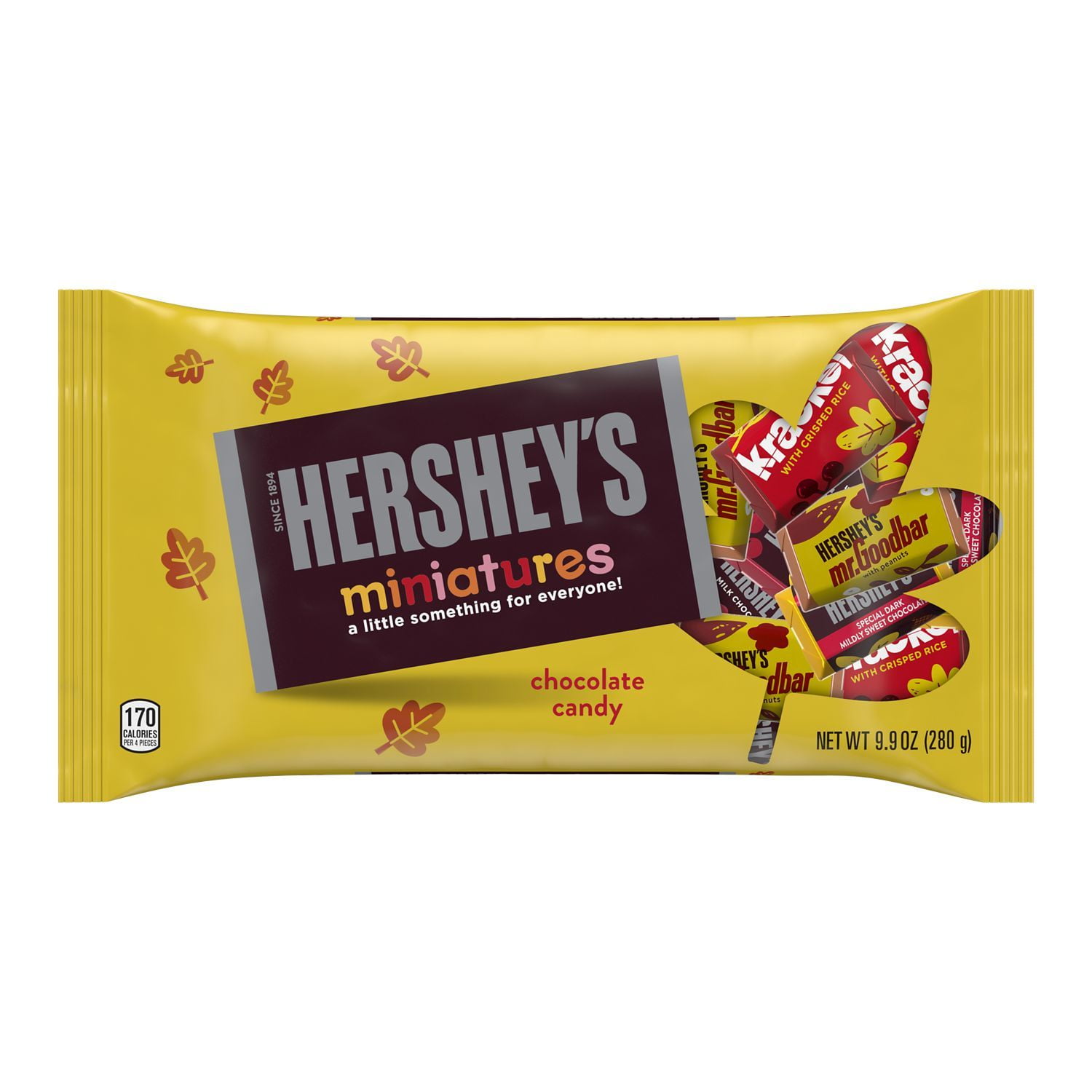 HERSHEY'S, Miniatures Assorted Milk and Dark Chocolate Candy Bars, Halloween, 9.9 oz, Bag