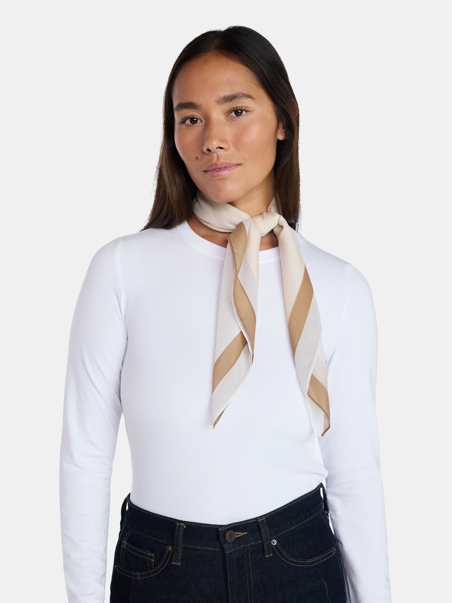 Time and Tru Women's Printed Square Scarf - Vintage Geometric Pattern