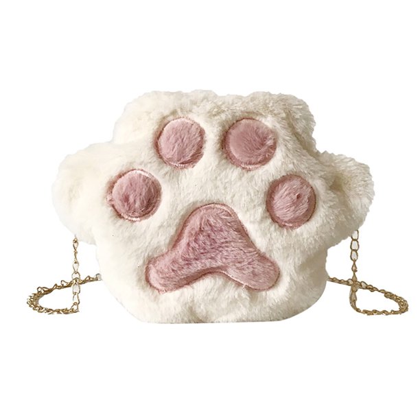Bolso De Hombro De Felpa Con Pata De Gato Para Mujer, Minibolso Cruzado Con Cadena Para Chicas Adolescentes Guardurnaity AP006852-01