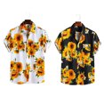 thumbnail image 3 of Mialoley Men's Short Sleeve Sunflower Printed Shirt,Button-Down Street Style Blouse Tops, 3 of 5