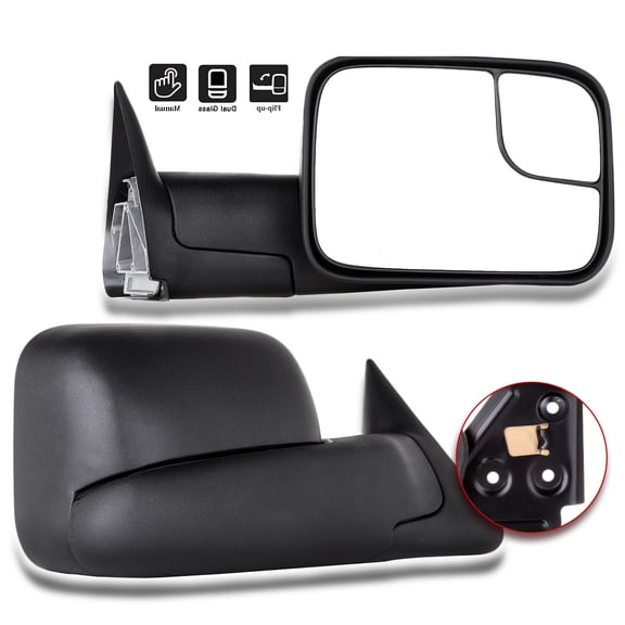 Pair Towing Mirrors for 1994-2001 Dodge Ram 1500 2500 3500 Truck  Flip Up Manual