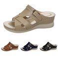 thumbnail image 4 of NOKIO Clearence Women’s Stitched Wedge Heel Sandals Orthopedic Beach Shoes Thick Cushioned Sole Non-Slip Outdoor Slides Lightweight Casual Summer Footwear, 4 of 9