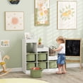 thumbnail image 2 of Qaba Toy Storage Organizer Kids Bookshelf with 6 Plastic Bins, Green, 2 of 10