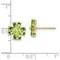 thumbnail image 4 of Solid 14k Yellow Gold Heart-shaped Peridot Flower Post Earrings - 9mm, 4 of 6