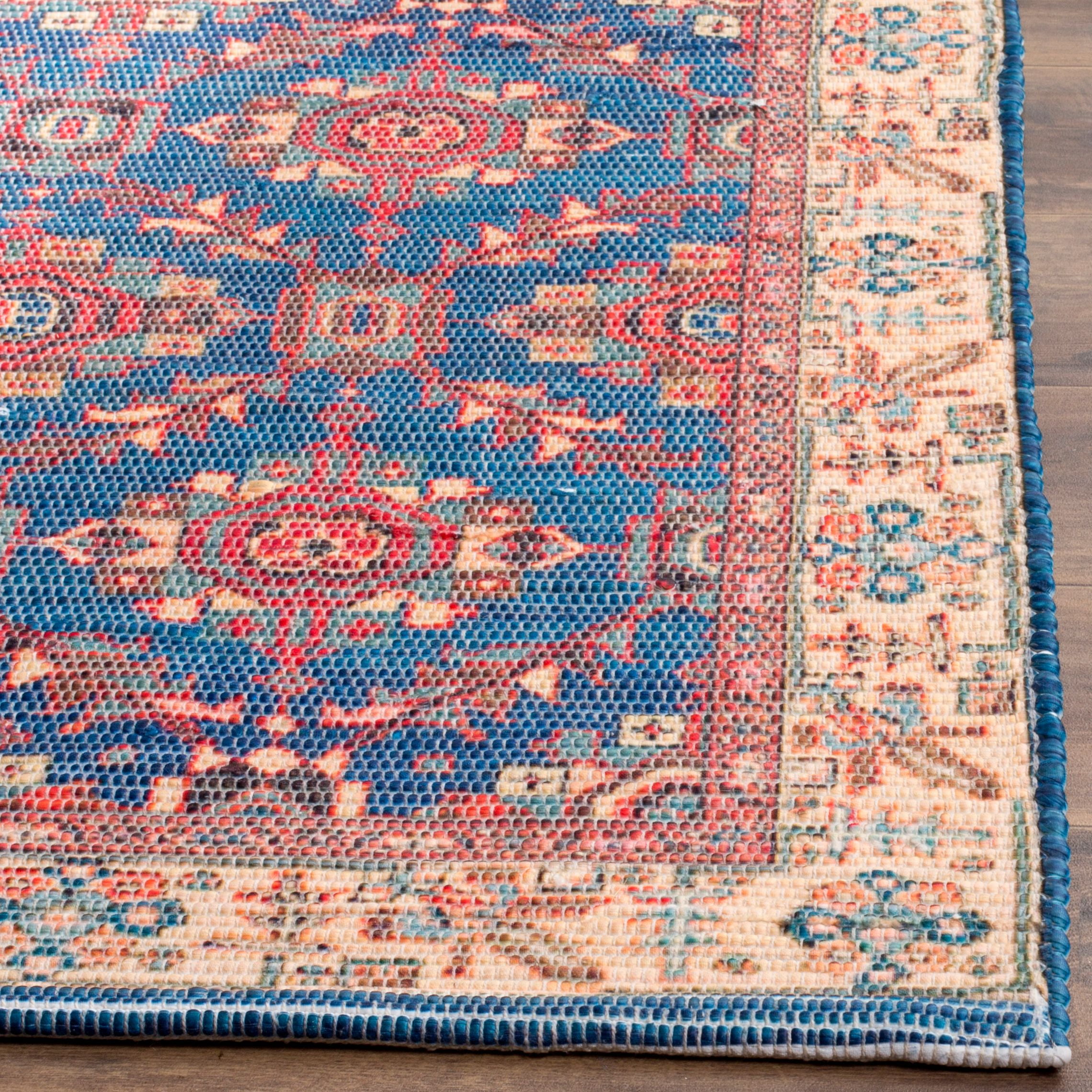 SAFAVIEH Saffron Jimney Geometric Cotton Runner Rug, Navy/Beige, 2'3" x 8'