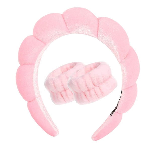 Diadema Toallas De Muñeca Juego De Muñequeras Para Lavarse La Cara, Diademas Para El Cuidado De La Piel Para Mujeres Tela De Toalla De Terry Tela Esponja Hinchada Diadema Facial Bandas Para