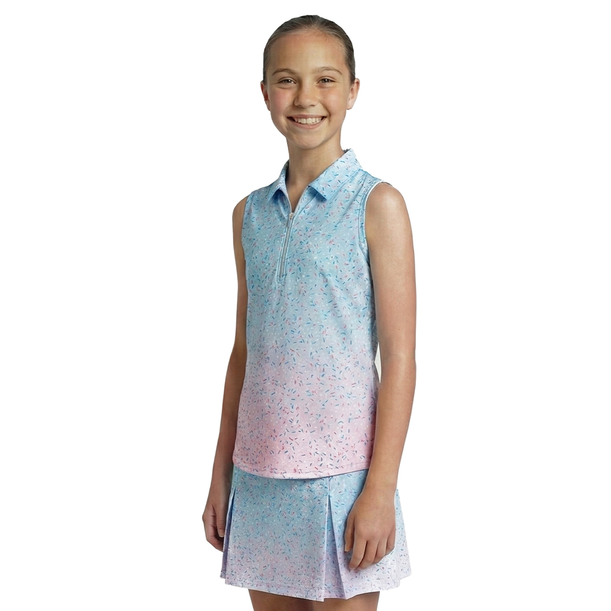 Birdie Bound Girls Sprinkle Splatter Polo Shirt, Sizes 4-16