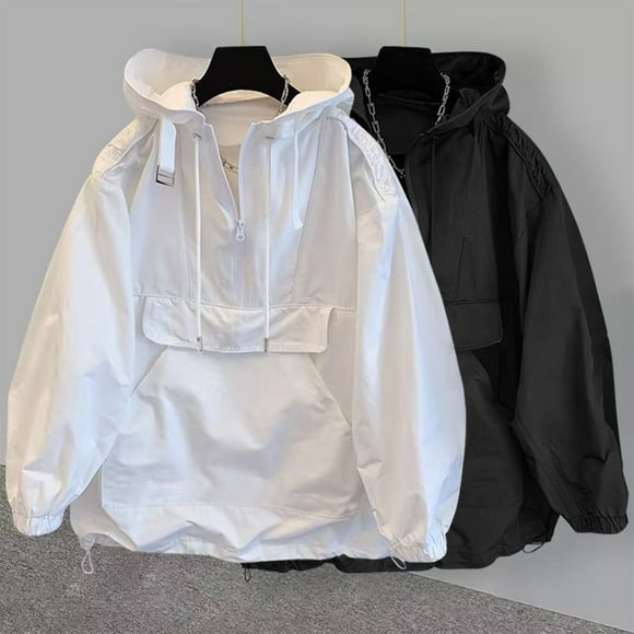 AnuYalue Quarter Zip Jacket for Men Women Casual Athletic Hooded Sweatshirt Lightweight Long Sleeve Pullover Regular Fit Soild Color Sweatshirts