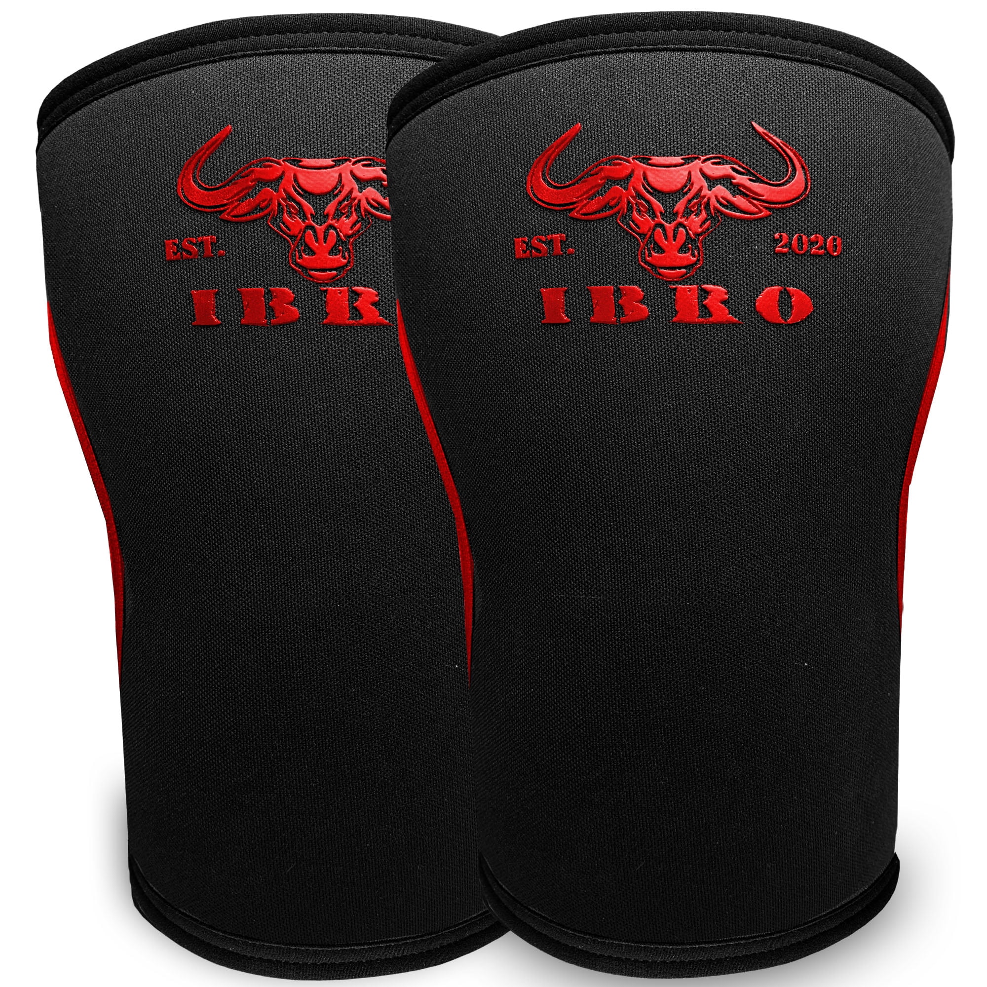 IBRO Premium 7MM Knee Sleeves (Pair) for Weightlifting & Powerlifting, Ultimate Compression Support & Injury Prevention - Squats, Deadlifts - for Men & Women, 1 Year Warranty, BlackRed M