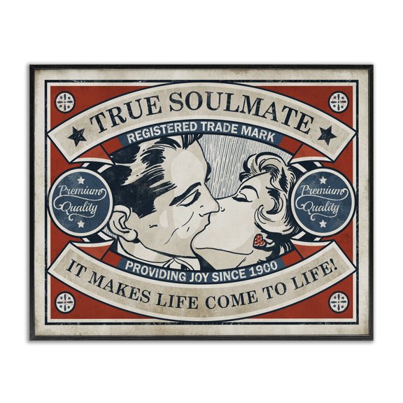 Stupell Industries Eclectic True Soulmate Vintage Comic Book Design Black Framed Giclee Art, 14 x 11, by Estera Kecek