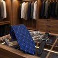 thumbnail image 6 of Neckties for Men Floral Dark Blue Navy Mens Tie for Business for Suit 63" Extra Long, 6 of 7