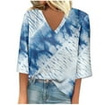 thumbnail image 2 of Summer Plus Size Tops For Women 2023 Trendy Summer V-Neck 3/4 Sleeve Print Casual T-shirt Blouse Up to 65% off, 2 of 5
