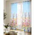 thumbnail image 5 of Pink Flowers Sheer Curtains 84 Inch Length 2 Panels Set for Living Room/Bedroom, Spring Floral Daisy Pastoral Botanical Sky Blue Kitchen Curtains Grommet Curtains Window Treatments 42"x84"x2, 5 of 7