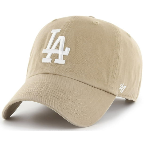 47 Brand Mlb Caqui Blanco Logotipo Principal Clean Up Correa Ajustable Gorra De Béisbol Para Papá Adulto Talla Única - Los Angeles Dodgers - Caqui Blanco