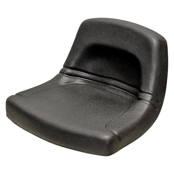 10 in. Low Back Steel Pan Bucket Seat for Lawn Mowers, Skid Steer, Forklift, Turf Equipment - Black Vinyl - Multiple Mounting Patterns