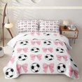 thumbnail image 2 of Erosebridal Soccer Ball Games Quilt Full For Kids,Kawaii Bowknot Bows Full Bedspread Sets For Kids Girls,3pcs, 2 of 7