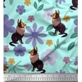 thumbnail image 1 of Soimoi Poly Georgette Fabric Leaves,Floral & Wolf Cartoon Fabric Prints by Yard 52 Inch Wide, 1 of 3