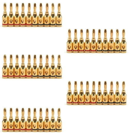 Gold Plate Audio Cable - Areyourshop 50 Pcs Musical Audio Speaker Cable Wire 4mm Gold Plated Banana Plug Connector