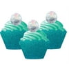 Set of 12 Iridescent Ring Wedding Bridal Shower Cupcake Toppers w. Turquoise Glitter Wrappers