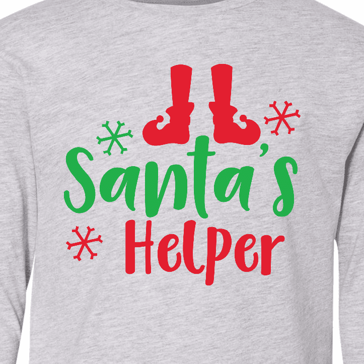 Inktastic Santa's Helper, Elf Shoes, Snowflakes, Christmas Long Sleeve Youth T-Shirt