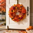 thumbnail image 6 of 24 Inch Fall Artificial Wreath, Plastic Maple Leaf Pumpkin Pinecone Wreath for Front Door Wall Window Thanksgiving Harvest Season Home Decor, 6 of 6