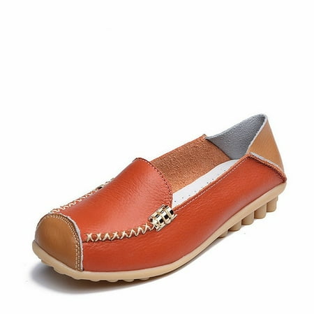 

New Spring Autumn Shoes Woman Genuine Leather Women Flats Female Moccasins Shoe Slip On Women s Loafers Big Size 35-44