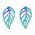 thumbnail image 3 of Ion Plating(IP) 201 Stainless Steel Pendants Hollow Leaf Rainbow color 30.5x15.5x1.5mm Hole: 1.4mm 20pcs, 3 of 3