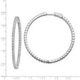 thumbnail image 5 of Auriga Fine Jewelry 925 Sterling Silver 100 Stone 1.9mm CZ In/Out Hinged Hoop Earrings for Women, 5 of 7