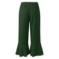 thumbnail image 3 of Summer Capris New Linen Capri Pants for Women Summer Casual Wide Leg Drawstring Elastic Waist Ruffle Hem Capris with Pockets Green-a XL, 3 of 8