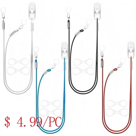 Hearing Aid Clip for Seniors Adults - Anti-Lost Lanyard Protector BTE Clip Holder Rope with Loops and Clip and Security Clip,Binaural,4 Colors