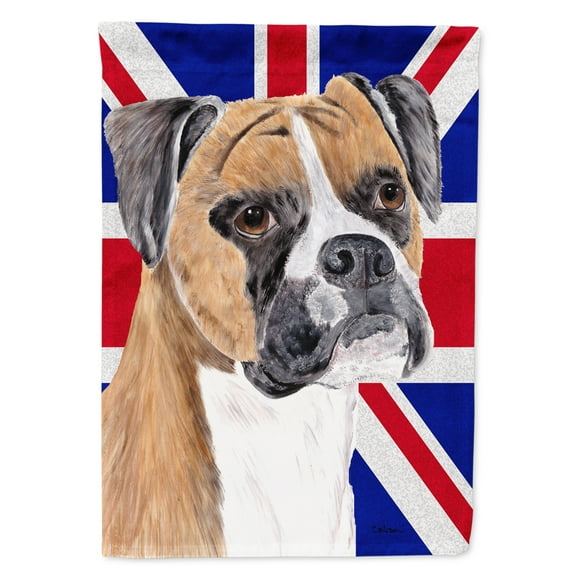 Carolines Treasures SC9847GF Boxer with English Union Jack British Flag Garden Flag Garden Size multicolor