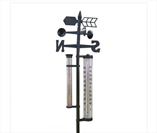 Large Outdoor Thermometer Weather Station Decorative Patio Garden Vane Rain Gauge by